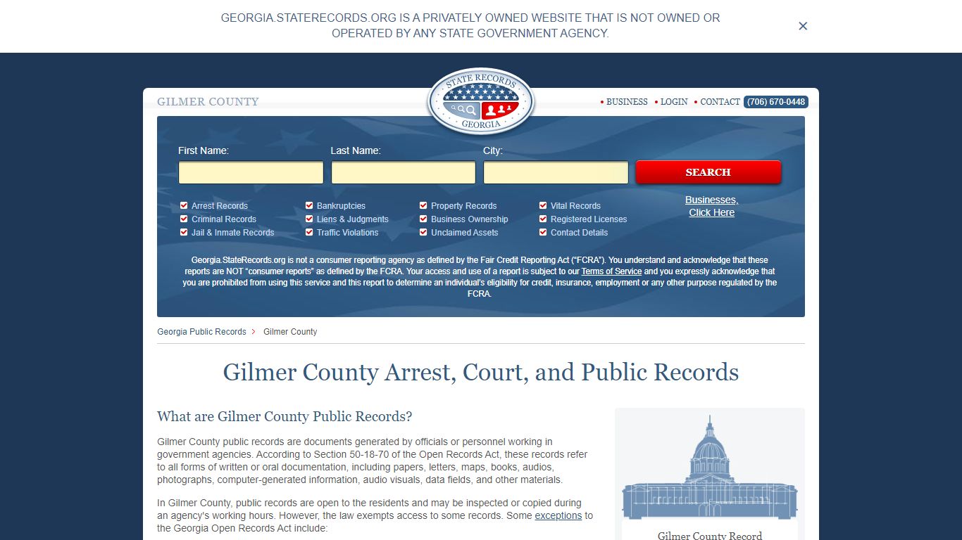 Gilmer County Arrest, Court, and Public Records